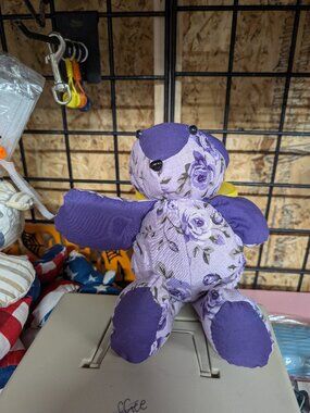 Handmade Floral Purple Teddy Bear Plush Toy